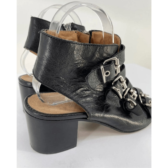 Phisique de Femme Block Heel Buckle Sandals Soft Leather Goth Steampunk - Picture 3 of 12